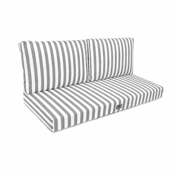 Coussins pour salon de jardin déhoussable 120x60cm rayure gris clair