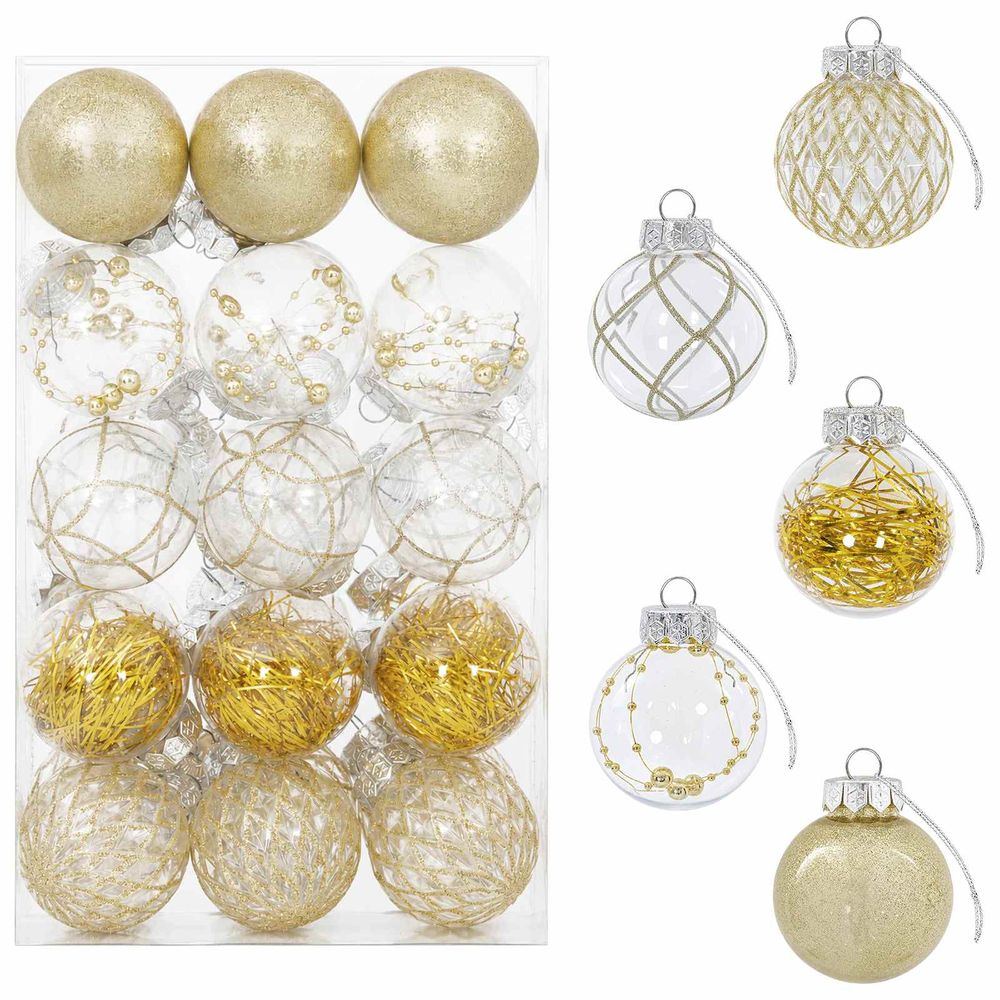 Ensemble de boules de noël 30 pc doré ø 6 cm pet