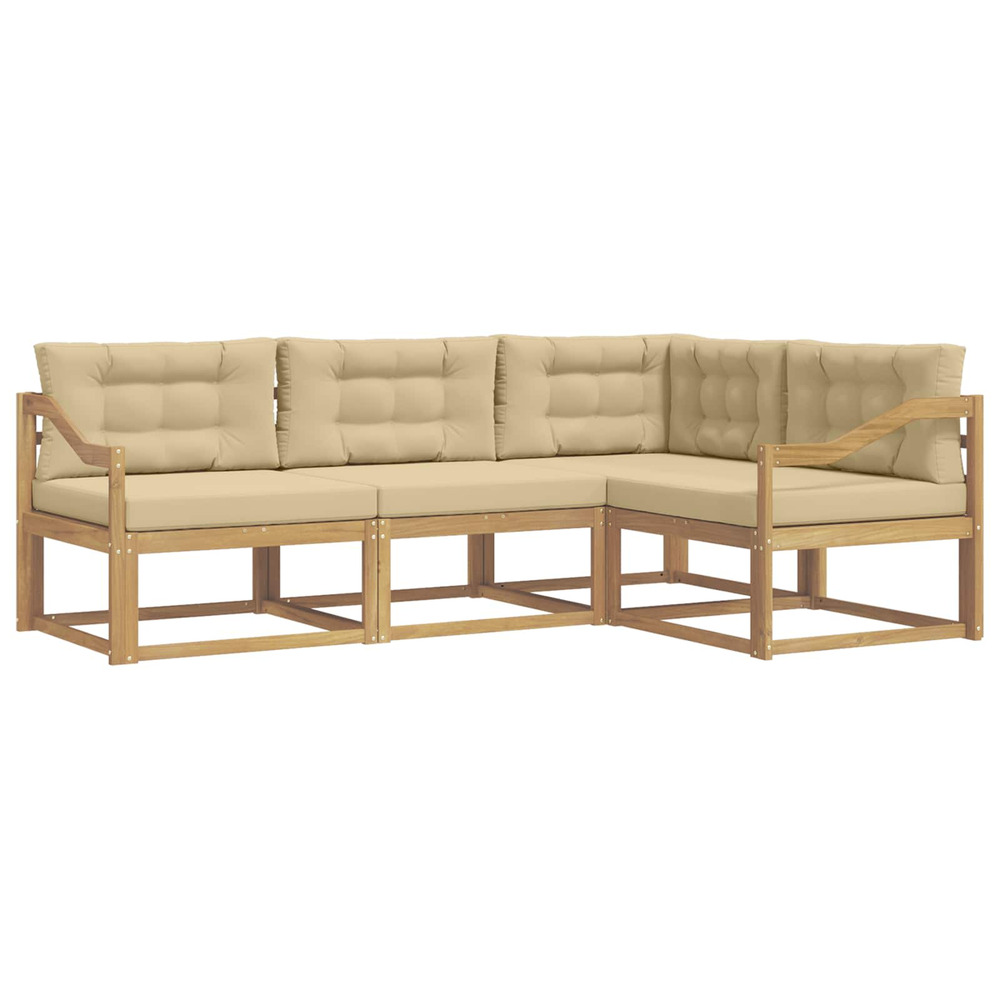 Ensemble de canapés d'extérieur 3 pcs blanc et beige polyester