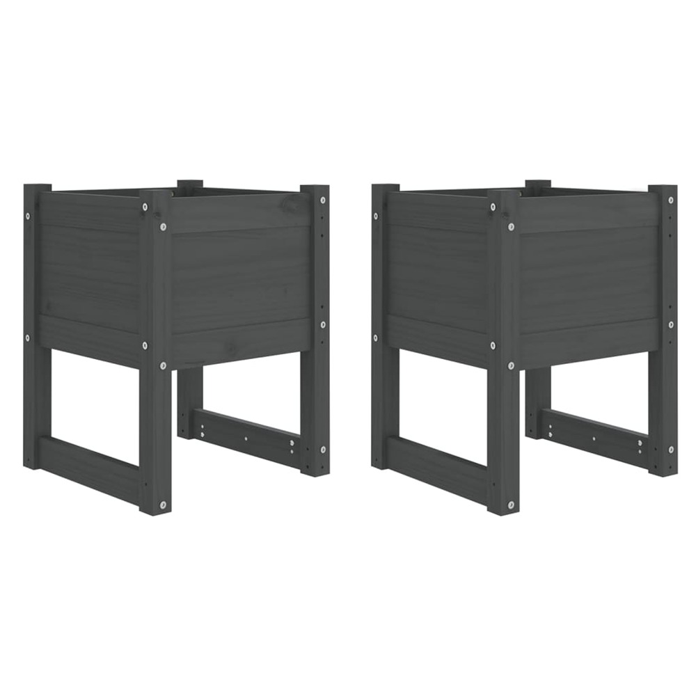 Jardinière d'extérieurs 2 pcs gris 40x40x52,5 cm bois massif de pin