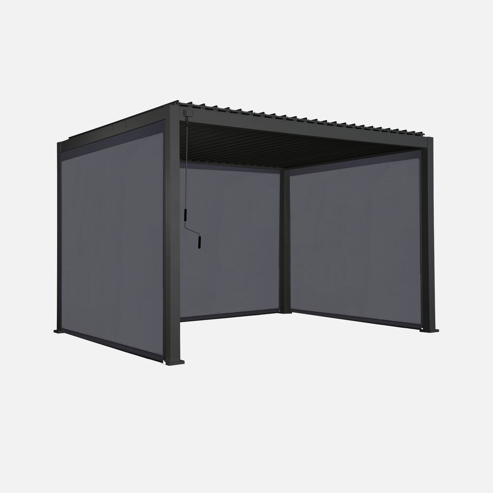 Pergola bioclimatique aluminium 3x4m + 2 stores 3m + 1 store 4m triomphe