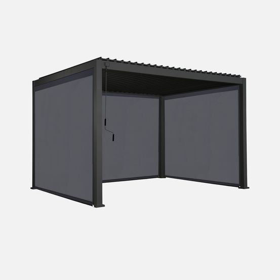 Pergola bioclimatique aluminium 3x4m + 2 stores 3m + 1 store 4m triomphe