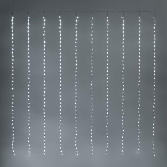 Rideau lumineux effet chute de neige 200xh200cm 400 led blanc chaud 4 canaux timer lotti