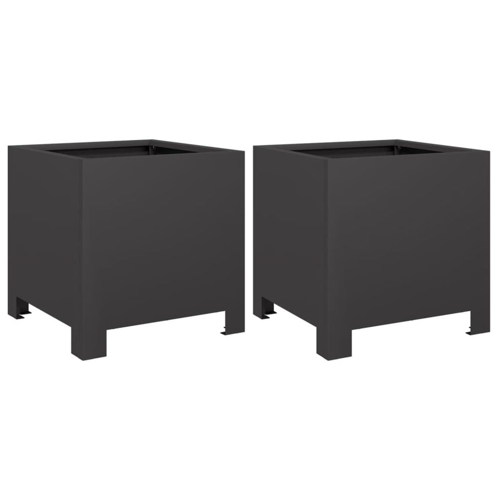 Jardinière d'extérieurs 2 pcs noir 30x30x30 cm acier
