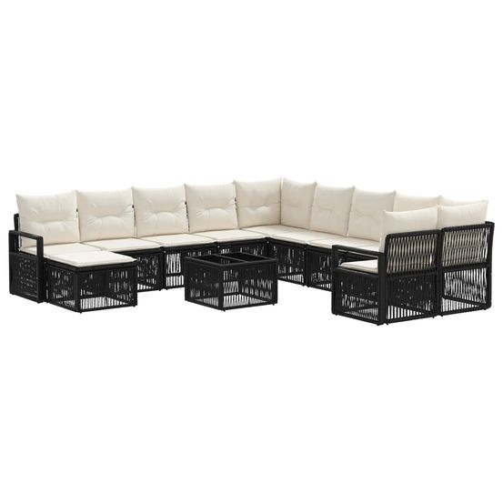 Ensemble de canapé de jardin 12 pc noir polyrotin