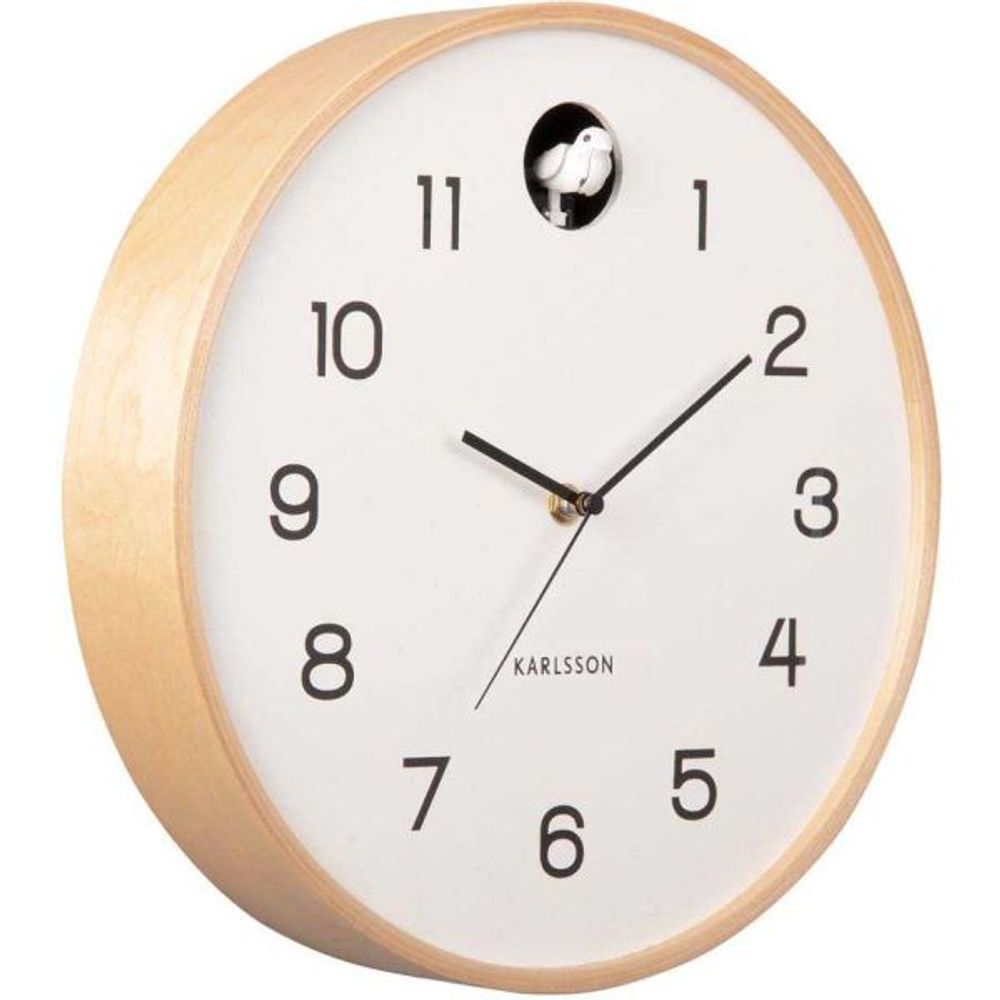 Horloge en bois de bouleau natural cuckoo blanc