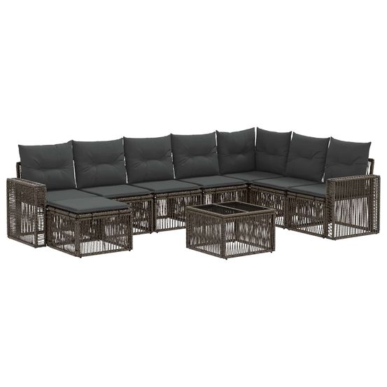 Ensemble de canapé de jardin 9 pc gris et gris foncé polyrotin