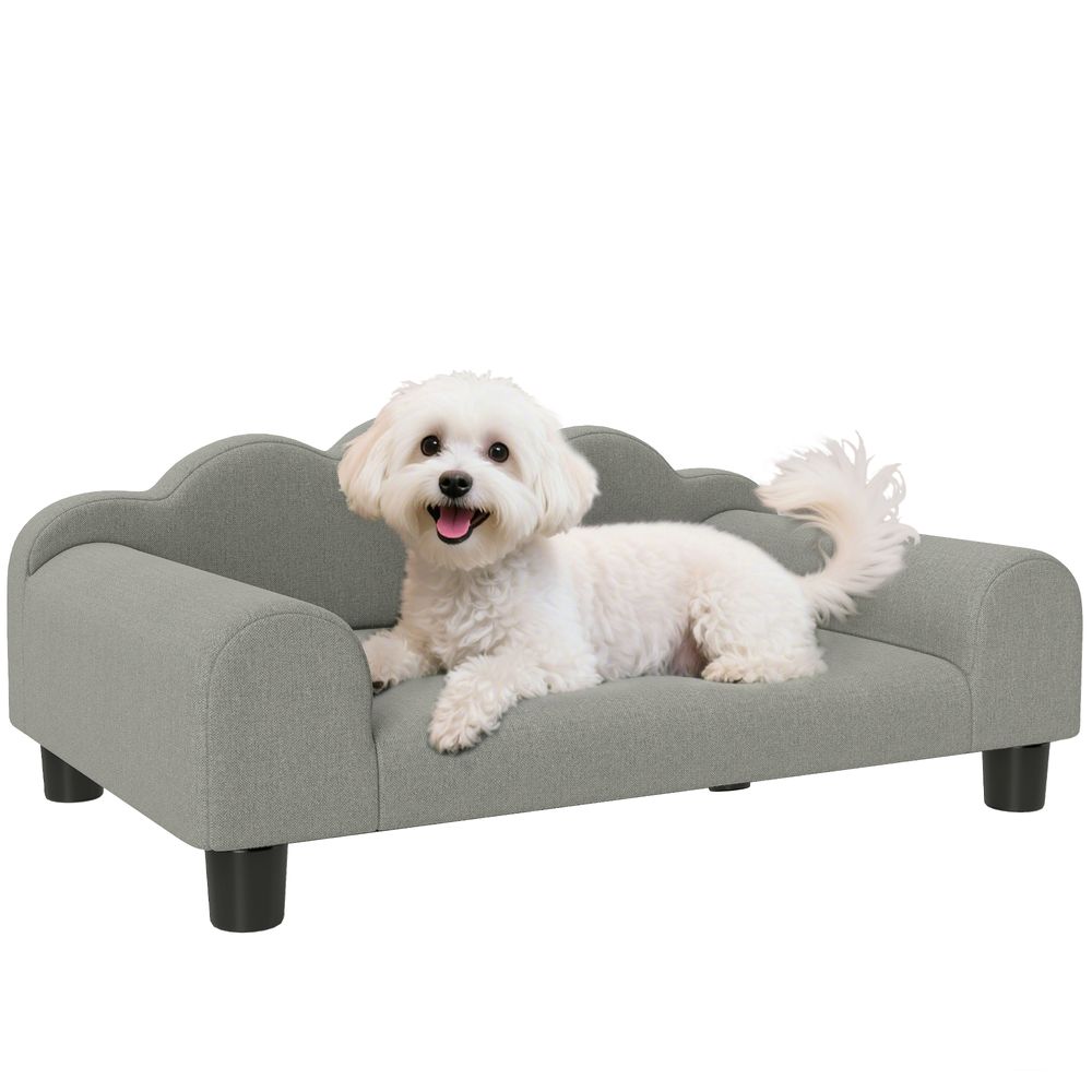 Fauteuil pour chien bois tissu éponge intérieur accoudoirs confort gris 66x42x28cm - comfortxl outdoor living