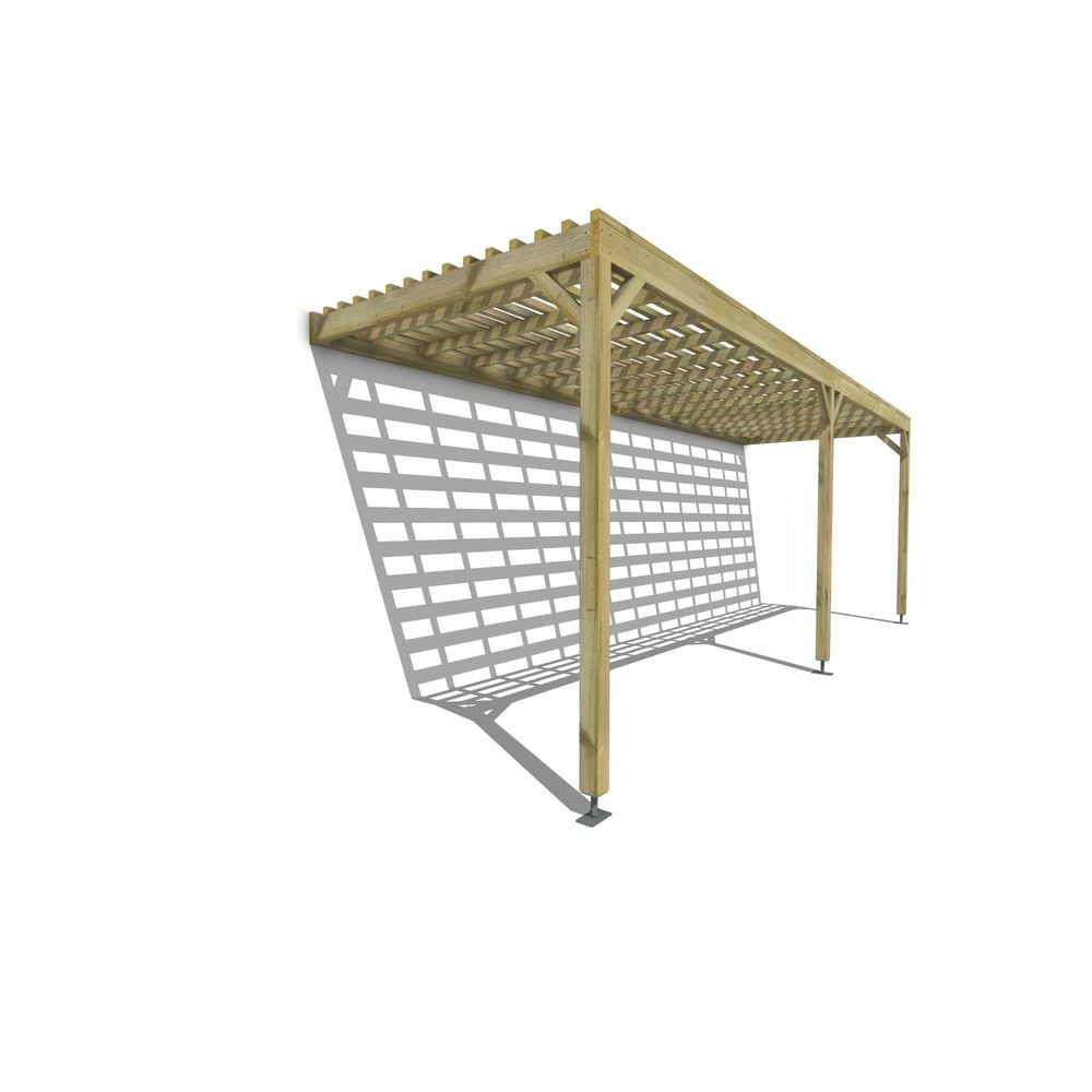 Pergola bois • 7m x 2m • adossée • sens profondeur • lattage bois • livraison comprise