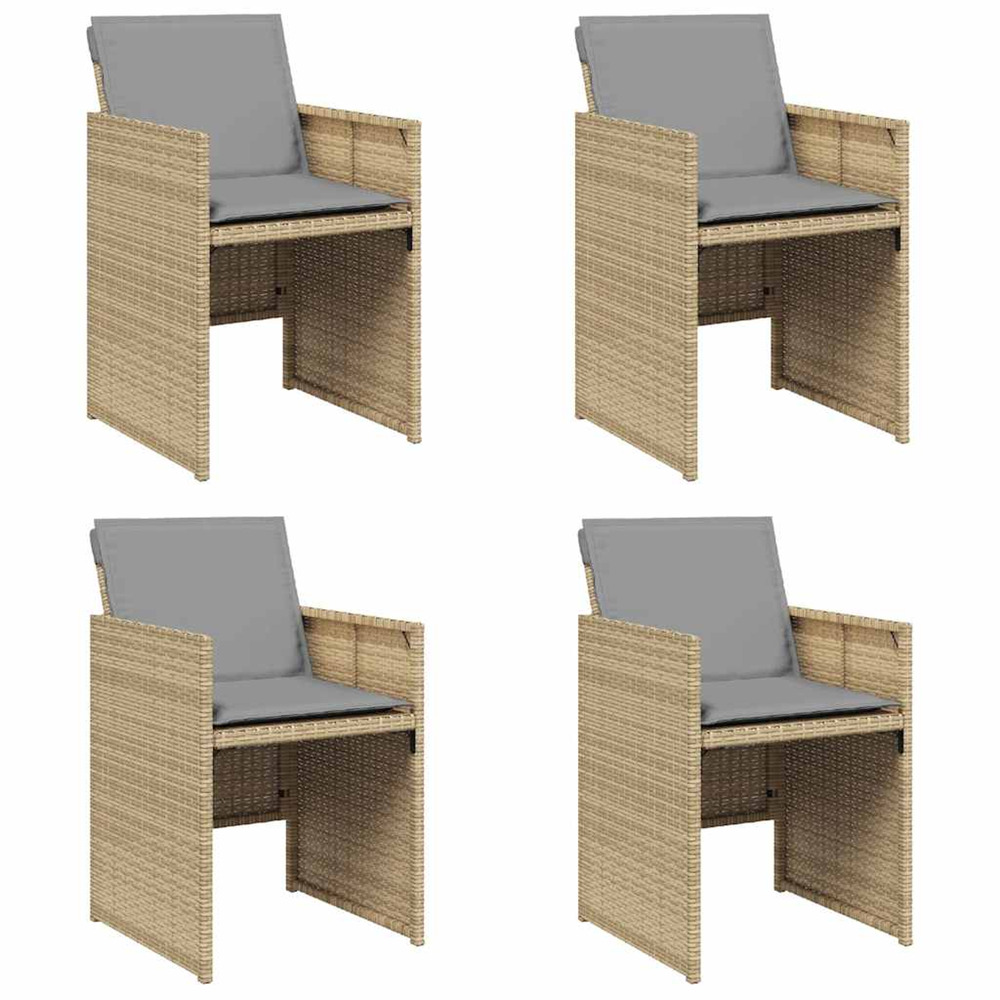 Chaises de jardin avec coussins lot de 4 mélange beige
