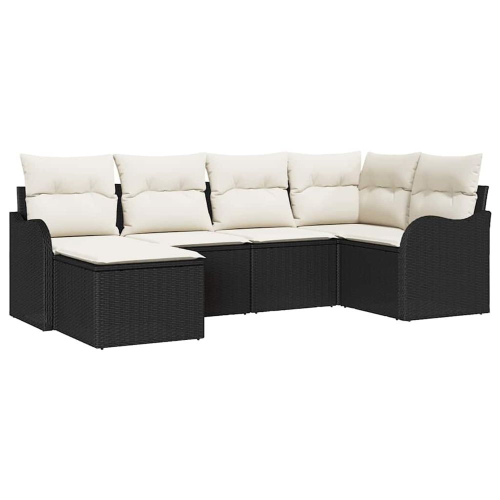 Ensemble de canapé de jardin 6 pc noir et blanc polyrotin