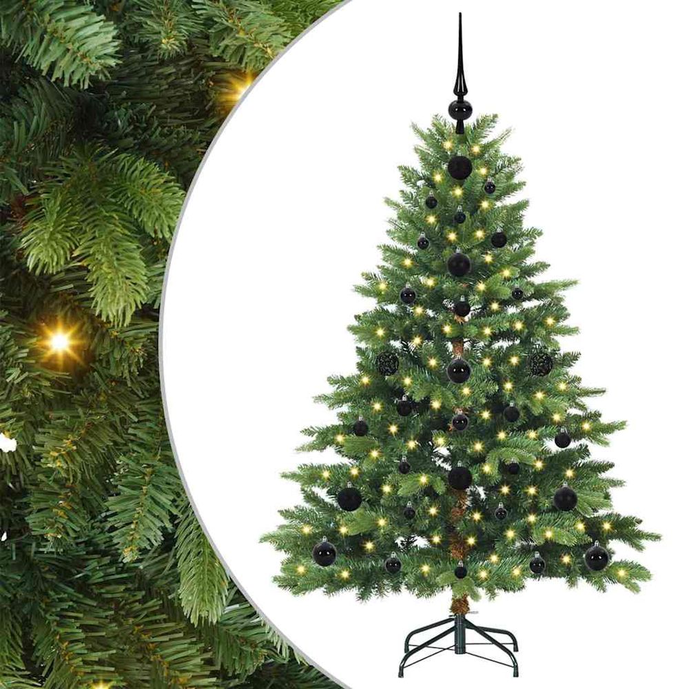Sapin de noël artificiel avec 150 led vert 120 cm pe et pvc