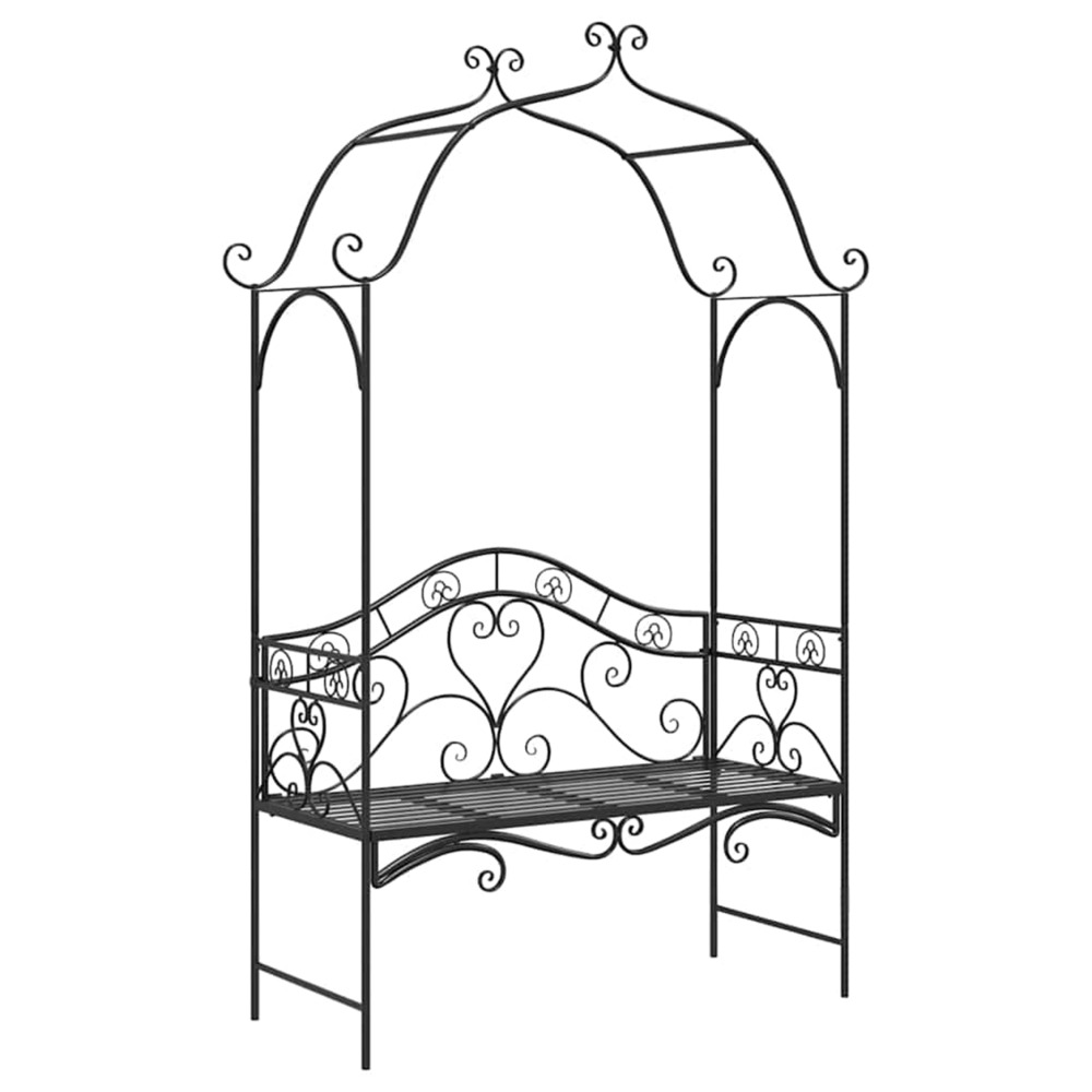 Banc de jardin noir 121 x 48 x 200 cm acier