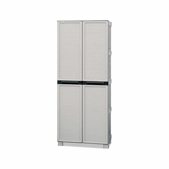 Armoire d'extérieur liège, mobilier d'extérieur, armoire de buanderie polyvalente, 100% made in italy, gris clair, 70x39h172 cm