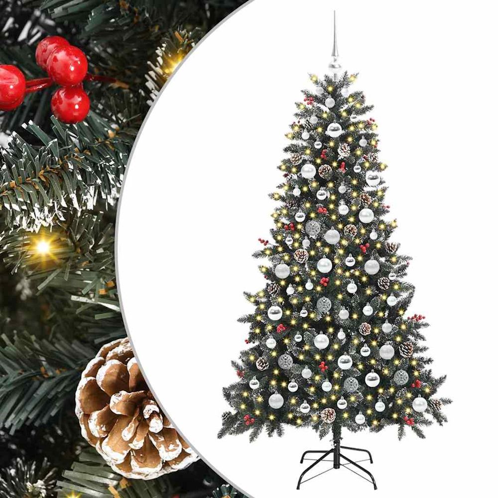 Sapin de noël artificiel vert 180 cm pvc, plastique et acier