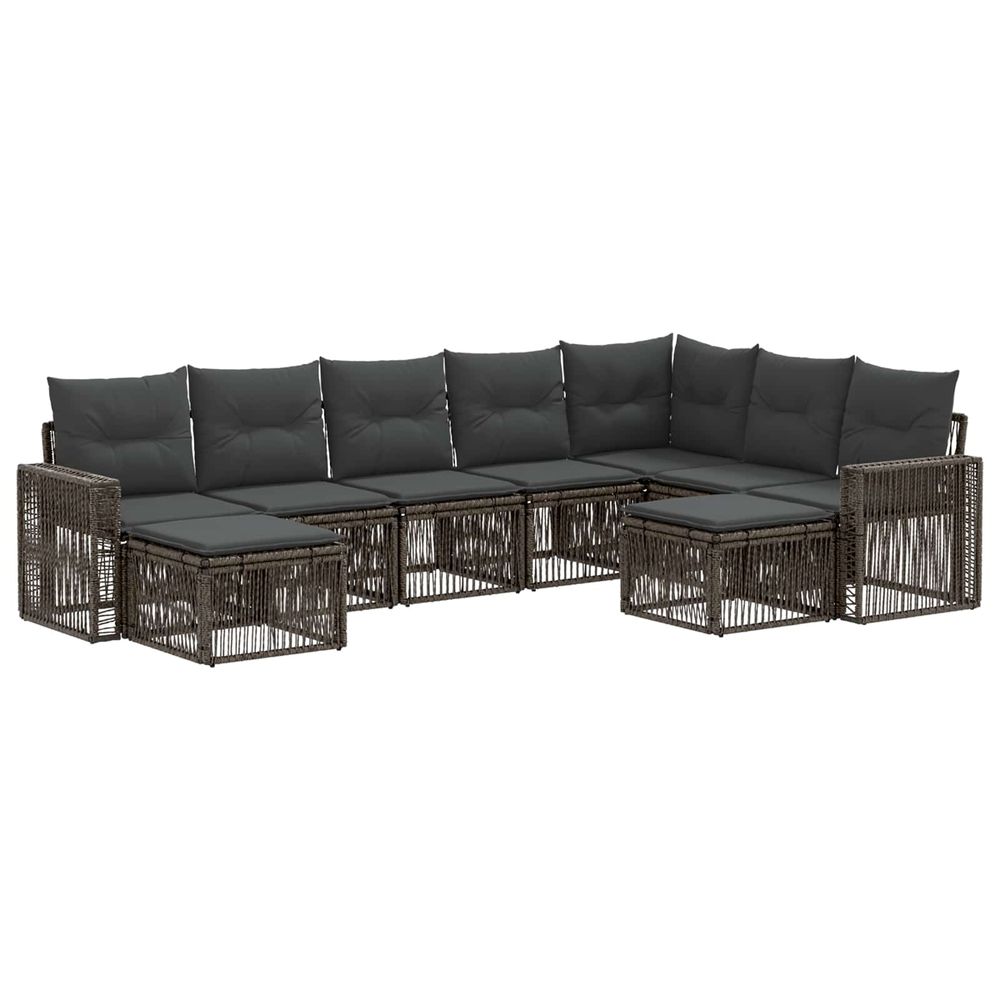Ensemble de canapé de jardin 9 pc gris et gris foncé polyrotin