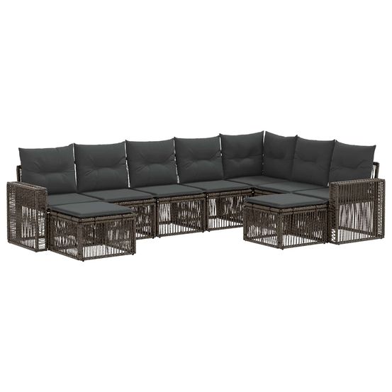 Ensemble de canapé de jardin 9 pc gris et gris foncé polyrotin