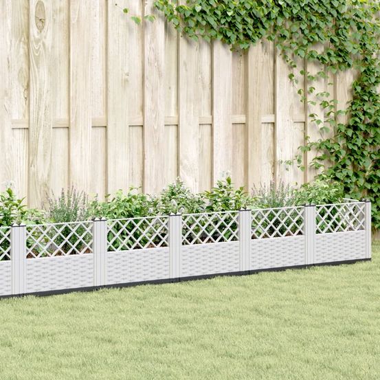 Carré potager surélevé modulable en pp aspect rotin pour jardin et potager blanc 363.5cm