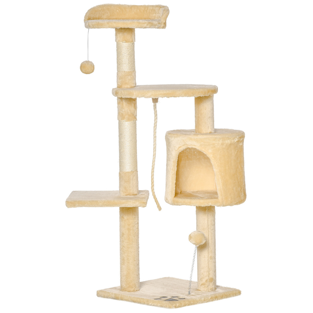 Arbre à chats multi-équipements griffoirs grattoirs plateformes niche corde jouets 40l x 40l x 114h cm beige