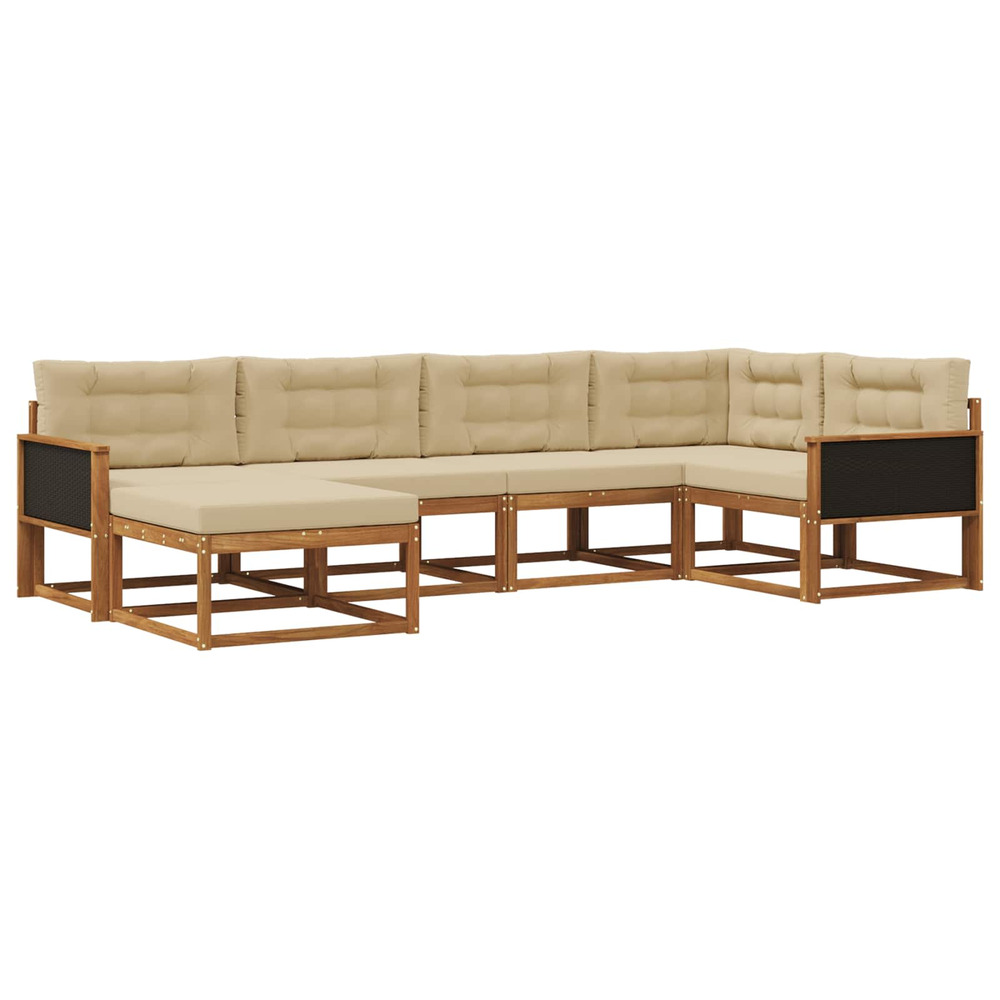 Ensemble de canapés d'extérieur 6 pcs naturel et beige