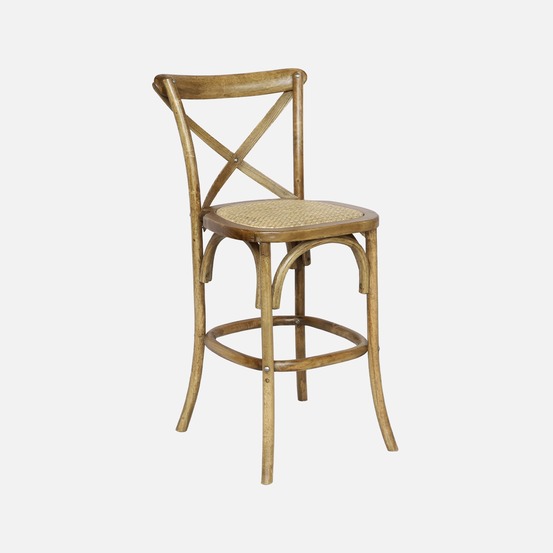 Tabouret de bar bistrot vintage en bois avec repose-pieds