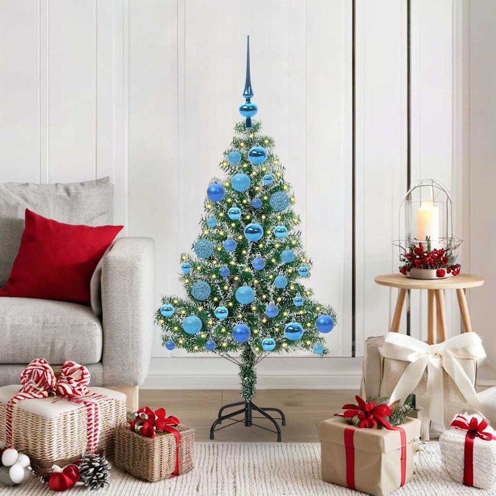 Arbre de noël artificiel 1.2m effet neige, complet avec lumières et boules