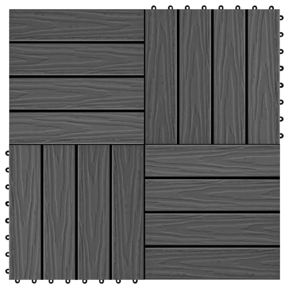 Carreau de terrasse en relief 11 pcs wpc 30x30 cm 1 m² noir