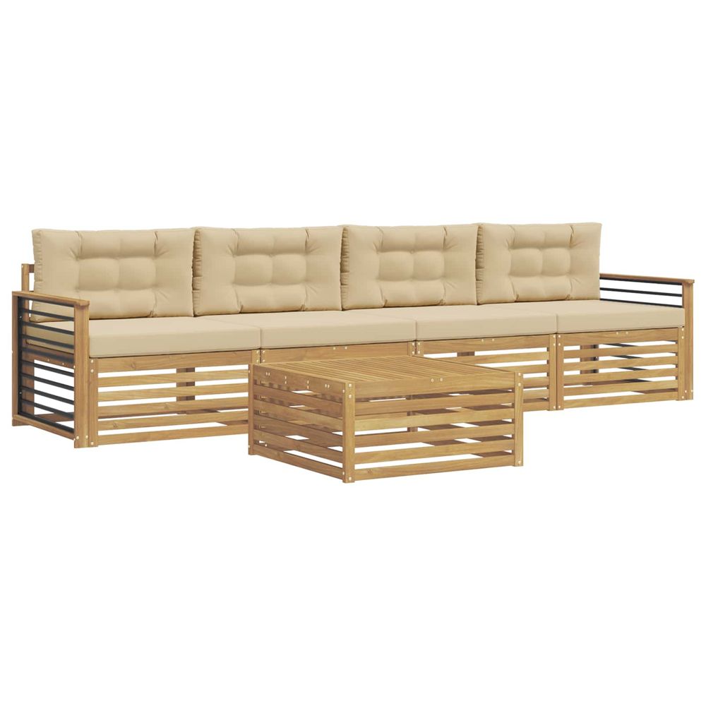 Ensemble de canapés d'extérieur 5 pc blanc et beige