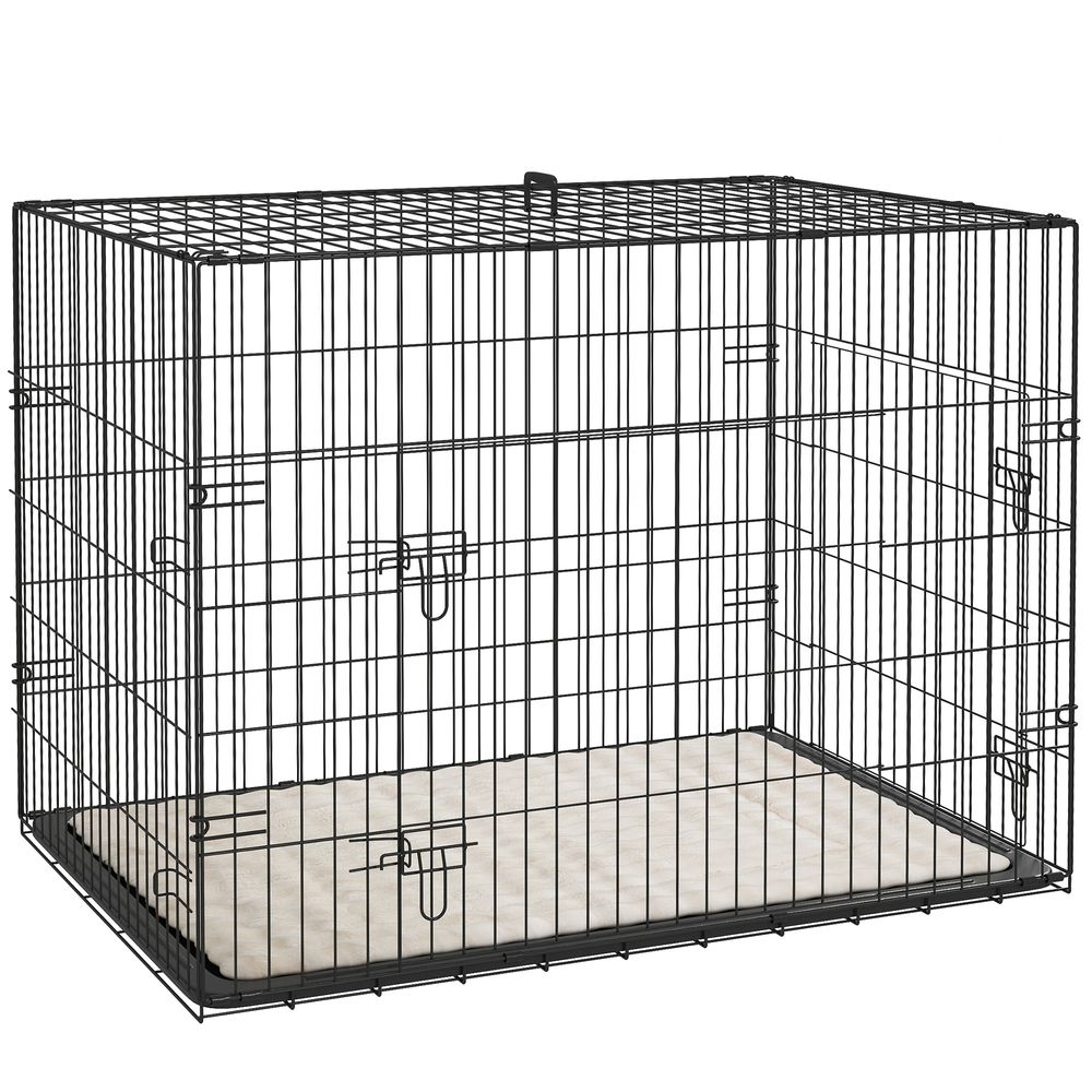 Caisse de transport acier voyage grand chien pliable accès double 90x58x62cm noir