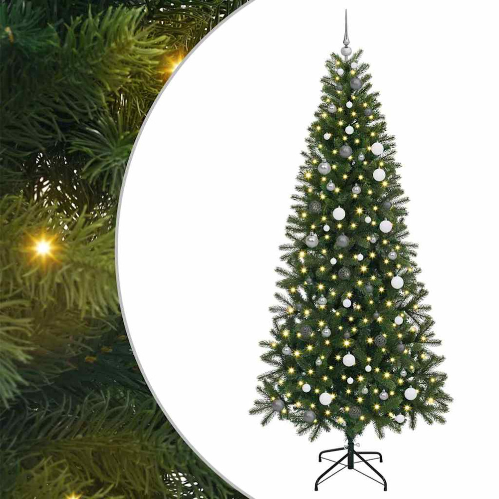 Sapin de noël artificiel avec 300 led vert 240 cm pe et pvc