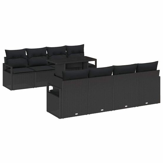 Ensemble de canapé de jardin 9 pc noir poly rotin