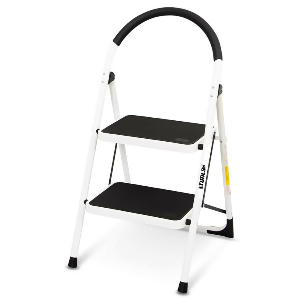 Escabeau à 2 marches bm tools bmt-esc2-acier, haut. De travail : 47 cm, se range facilement, marches et poignées anti-dérapantes