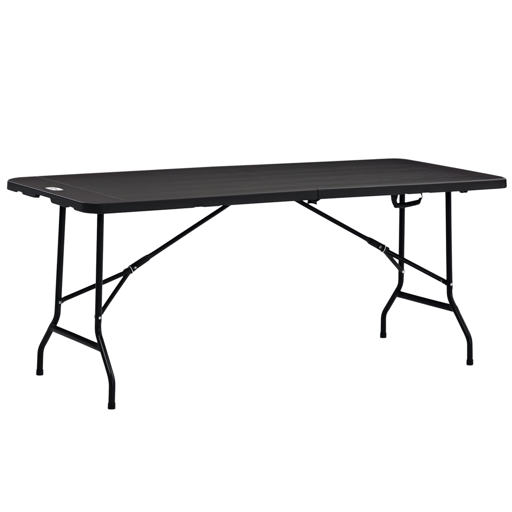 Table d'extérieur, table de jardin, pour 6 personnes, pliable, aspect bois, gris foncé, 180 x 75,5 x 73 cm