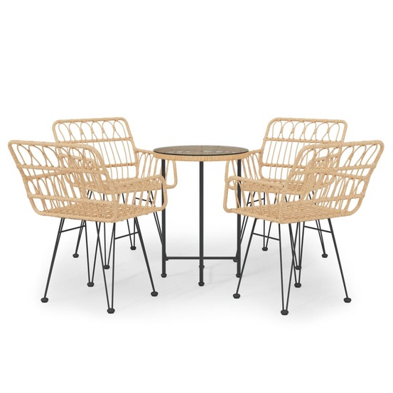 Ensemble à manger de jardin 5pcs résine tressée