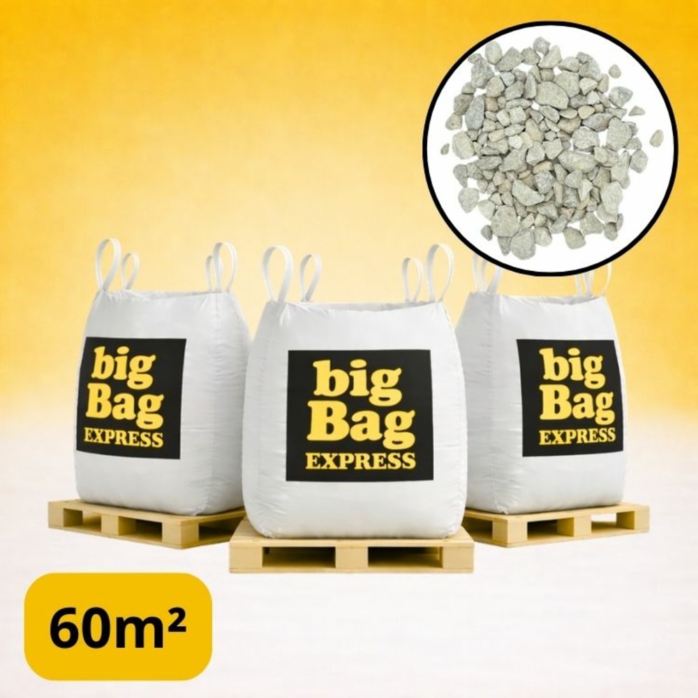 Pack 3 x big bag de +/- 1,5t ≃ 60m² gravillon eco blanc/gris/beige calcaire ø 6/14 mm - livraison premium
