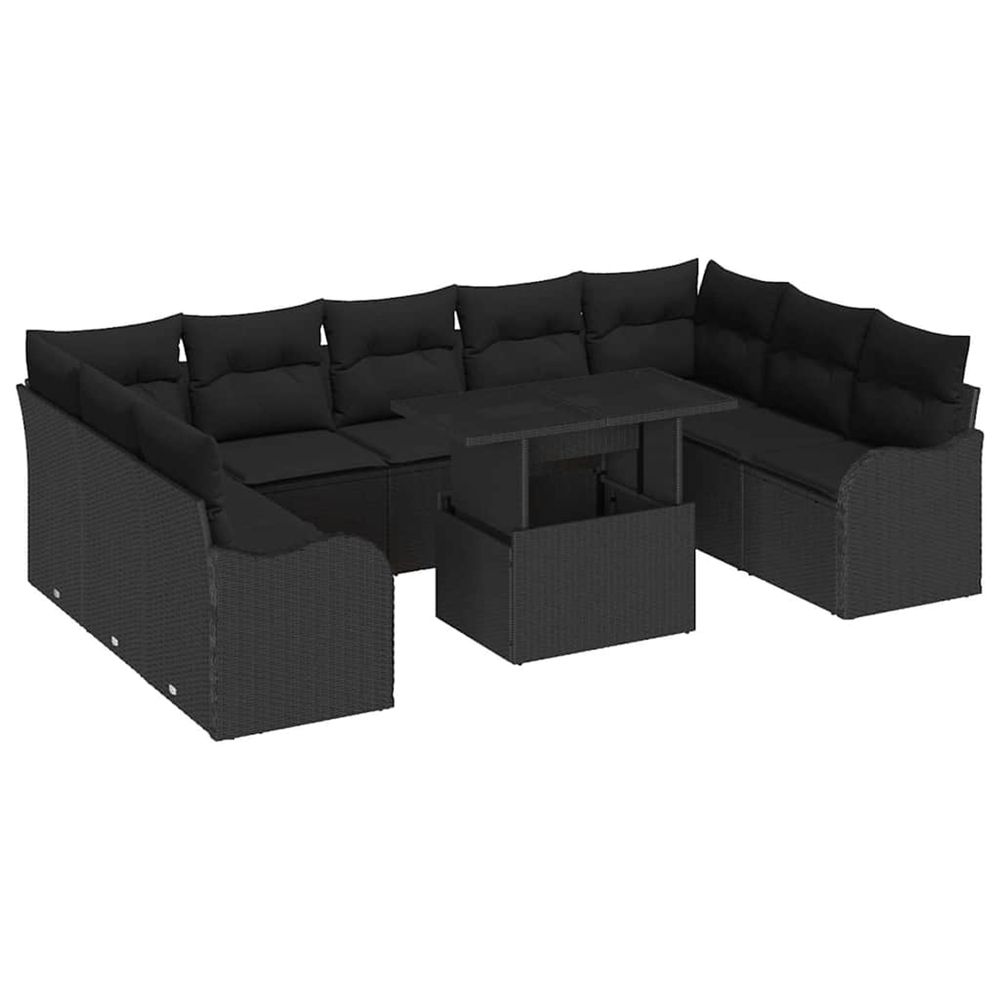 Ensemble de canapé de jardin 10 pc noir poly rotin
