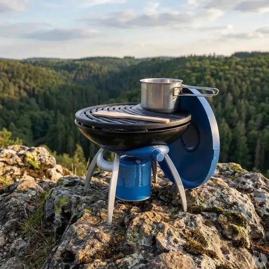 Réchaud party grill cv 3 en 1 allumage piezo 1350w ø32cm 805cm2