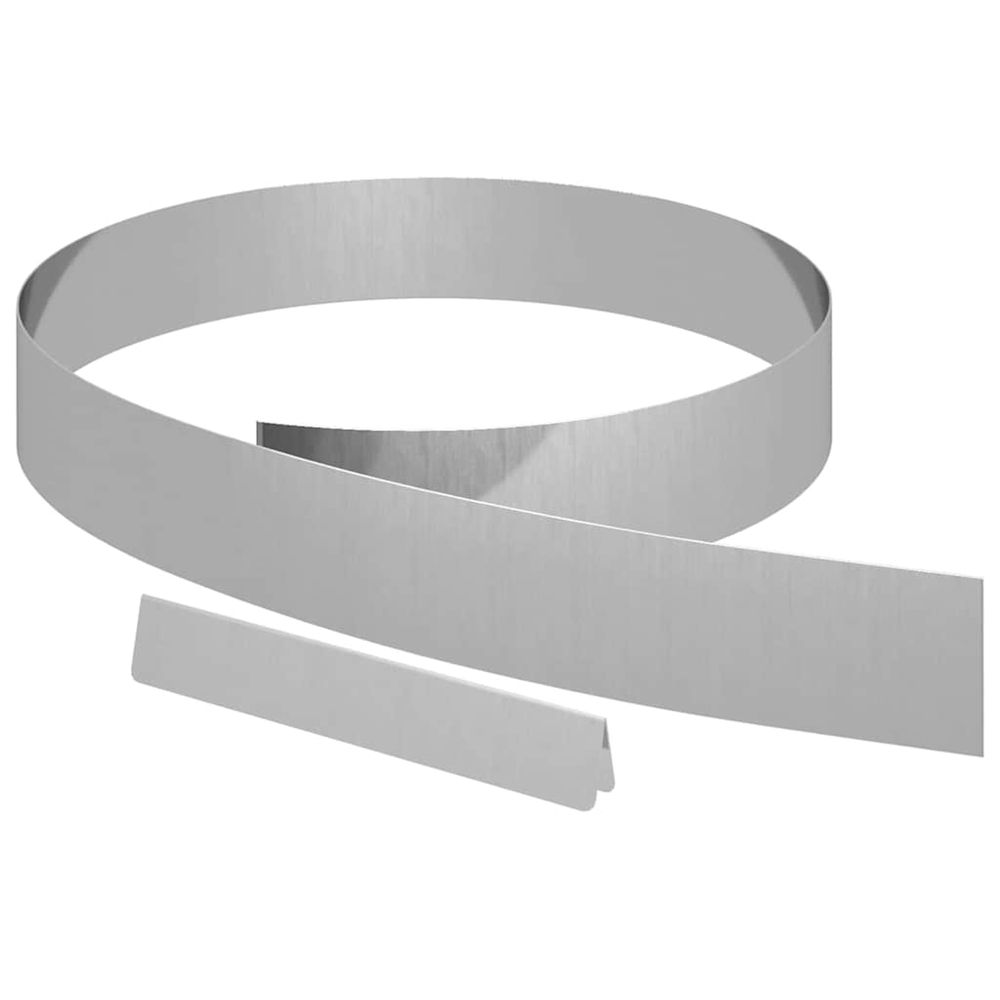 Bordure de pelouse 4 pc 450 x 10 cm acier galvanisé argent