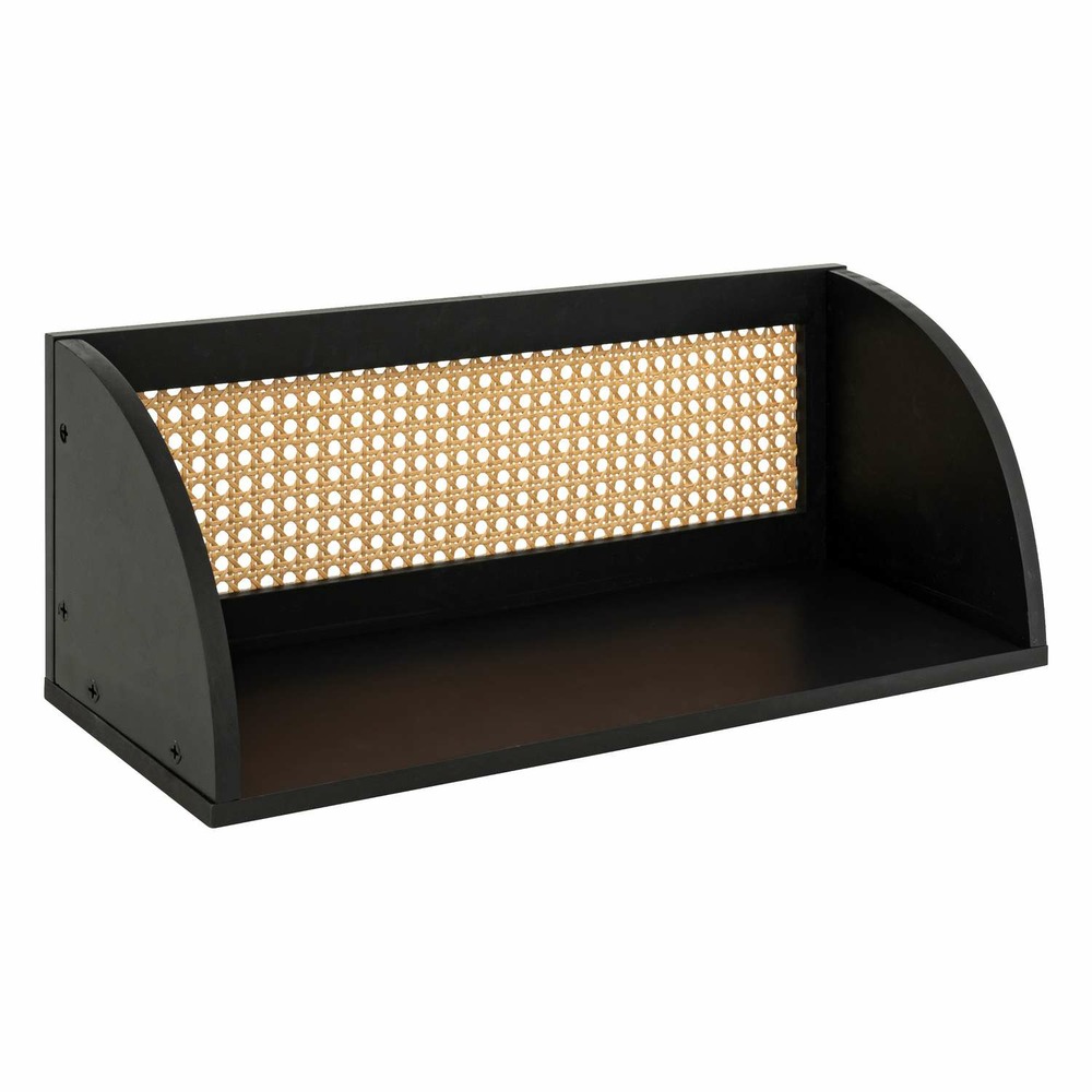 Étagère murale en cannage - noir et beige