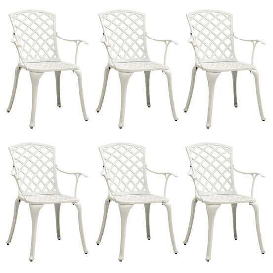 Chaises de jardin lot de 6 fonte d'aluminium blanc