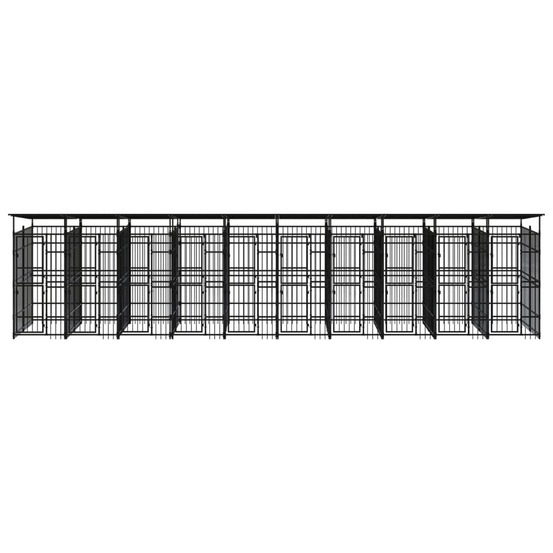 Chenil d'extérieur avec toit pour chiens acier 18,43 m²