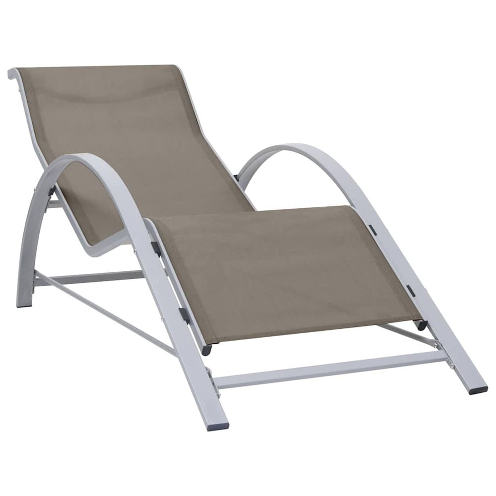 Chaise longue textilène et aluminium taupe bain de soleil