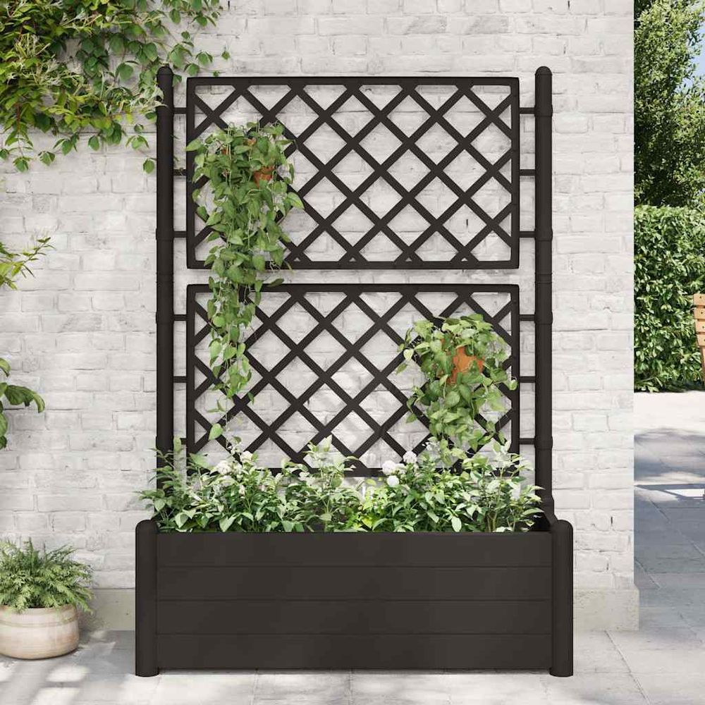 Grande jardinière 90l treillis brise-vue pour extérieur balcon anthracite