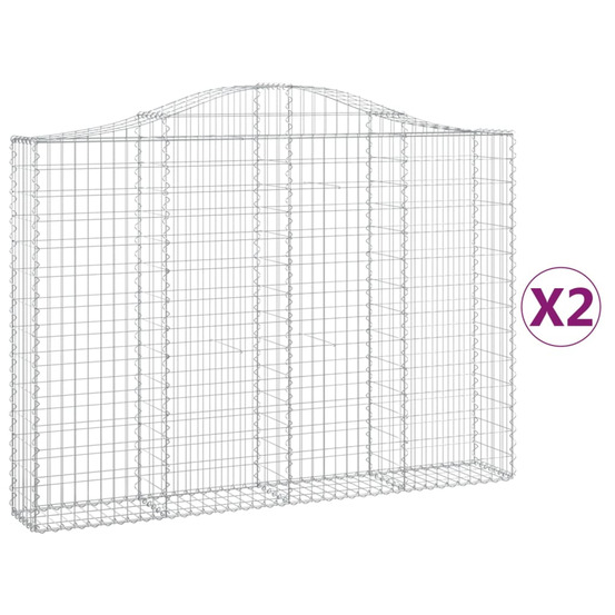 Paniers à gabions arqués 2 pcs 200x30x140/160 cm fer galvanisé