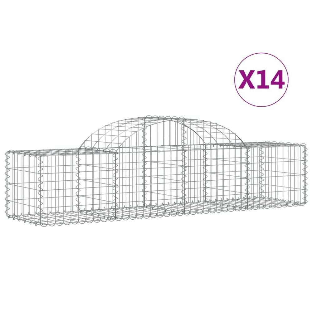 Paniers à gabions arqués 14 pcs 200x50x40/60 cm fer galvanisé