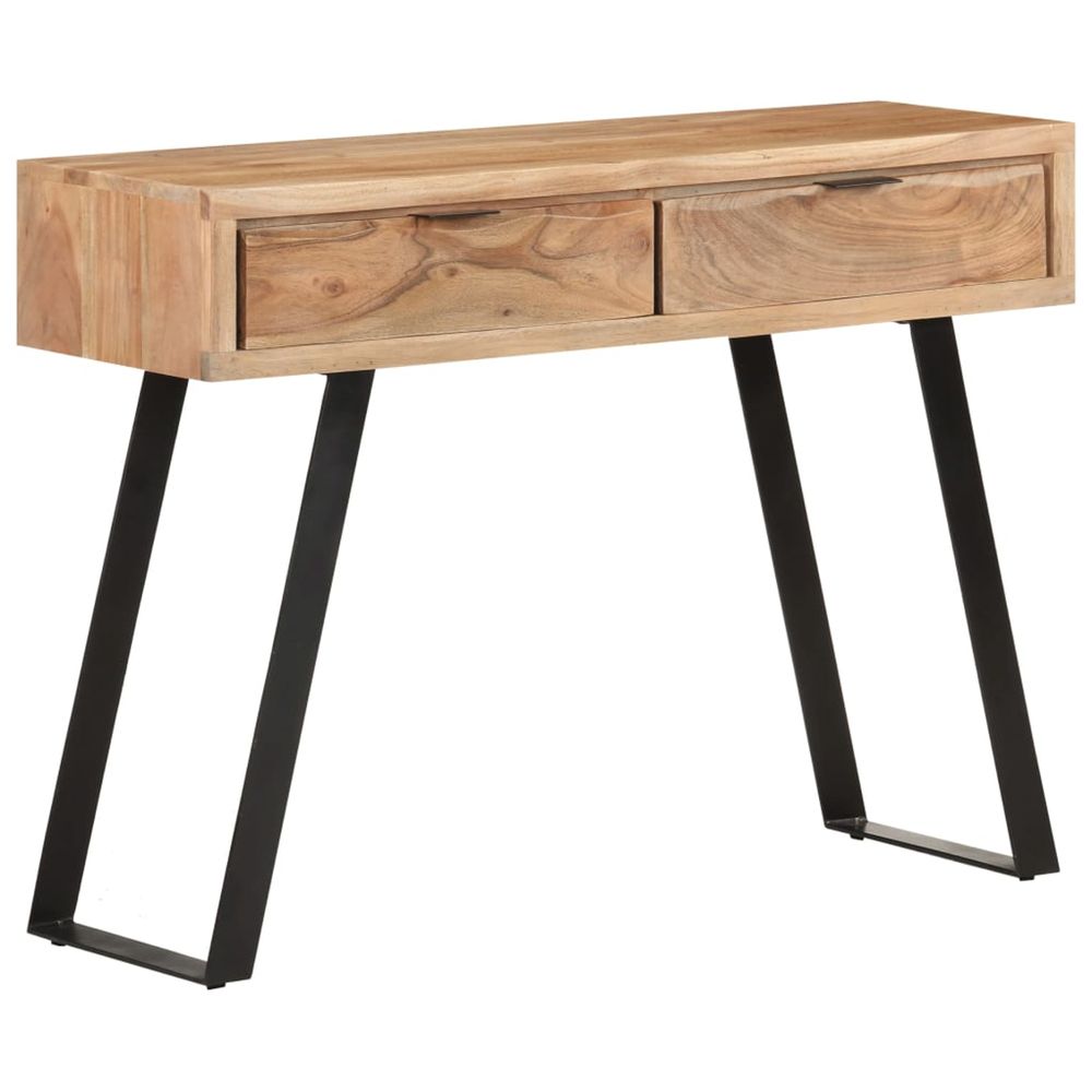 Table console 100x35x76 cm bois d'acacia avec bord naturel