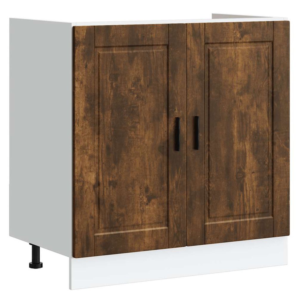 Meuble bas pour évier porto chêne fumé bois ingénierie