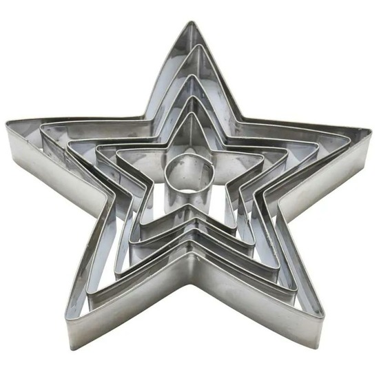 Kit 6 emporte-pièces étoiles noël 3d inox 2-16cm h2,5cm