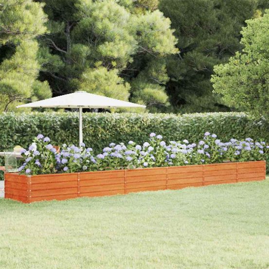Carré potager 6m en acier corten pour très grand jardin 600x80x45cm