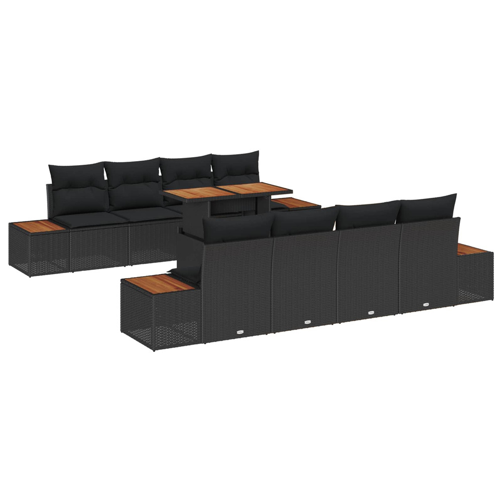 Ensemble de salle à manger pour jardin 9 pcs noir et marron
